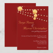 5x7紙ランタンレッドリネン結婚式招待状 招待状 (正面/裏面)