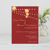 5x7紙ランタンレッドリネン結婚式招待状 招待状 (スタンド正面)
