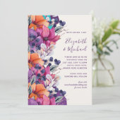 5x7紫オレンジ色のフローラ結婚式の招待 招待状 (スタンド正面)