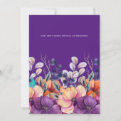5x7紫オレンジ色のフローラ結婚式の招待 招待状 (裏面)