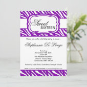 5x7紫ゼブラプリント誕生日パーティーの招待状 招待状 (スタンド正面)