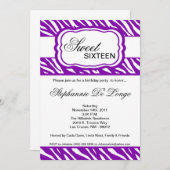 5x7紫ゼブラプリント誕生日パーティーの招待状 招待状 (正面/裏面)