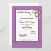 5x7紫色猿の誕生会の招待 招待状 (正面/裏面)