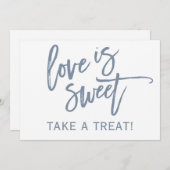 5X7結婚のキャンディバー/ビュッフェサイン |ほこりっぽい青 招待状 (正面/裏面)