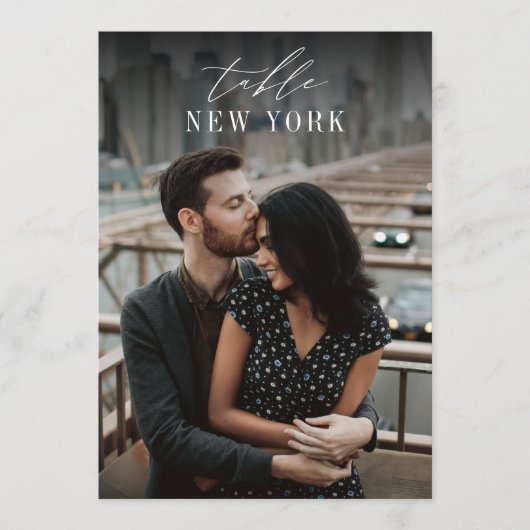 5x7結婚の旅行先フォトテーブルカード 招待状 (正面)