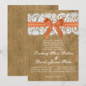 5x7結婚式招待状オレンジバーラップレース 招待状 (正面/裏面)