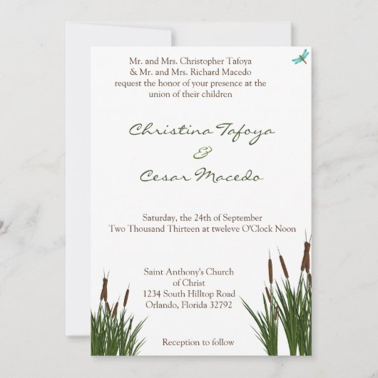 5x7結婚式招待状カタイル/トンボ（カラー） 招待状 (正面)