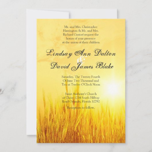 5x7結婚式招待状カントリーヘイサンセット 招待状 (正面)