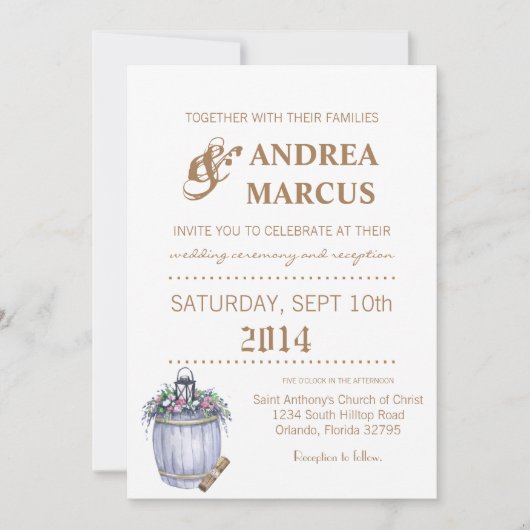 5x7結婚式招待状サマーカントリーウェディングラスト 招待状 (正面)