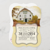 5x7結婚式招待状サンセットバーンカントリー素朴 招待状 (正面/裏面)