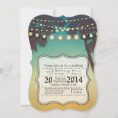 5x7結婚式招待状ビーチサンセットパームツリーズスター 招待状 (正面)