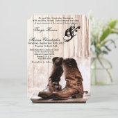 5x7結婚式招待状ブーツカントリーウェ素朴スター 招待状 (スタンド正面)