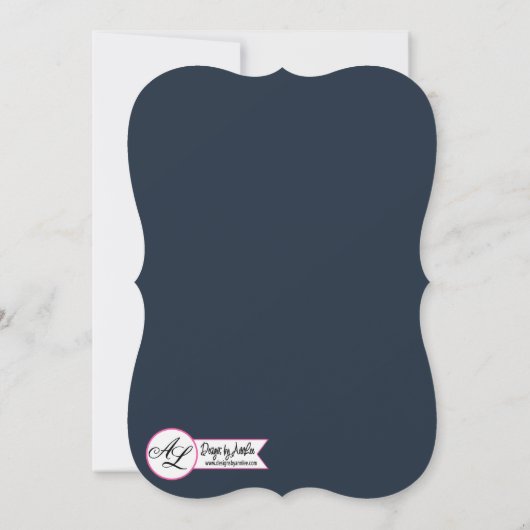 5x7結婚式招待状ベビーピンクCosmos on Navy 招待状 (裏面)