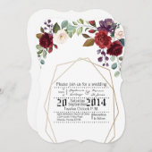 5x7結婚式招待状ホワイトローズ金ゴールドジューム 招待状 (正面/裏面)