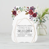 5x7結婚式招待状ホワイトローズ金ゴールドジューム 招待状 (スタンド正面)