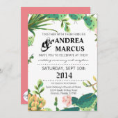 5x7結婚式招待状ボヘミアンサボテン多肉類 招待状 (正面/裏面)