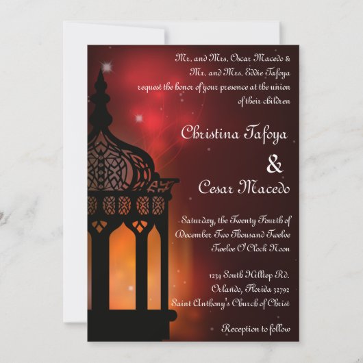 5x7結婚式招待状モロッコランタンインディアン 招待状 (正面)