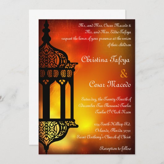 5x7結婚式招待状モロッコランタンインディアン 招待状 (正面/裏面)