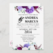 5x7結婚式招待状ラバンダーハイビスカスオンホワイト 招待状 (正面/裏面)