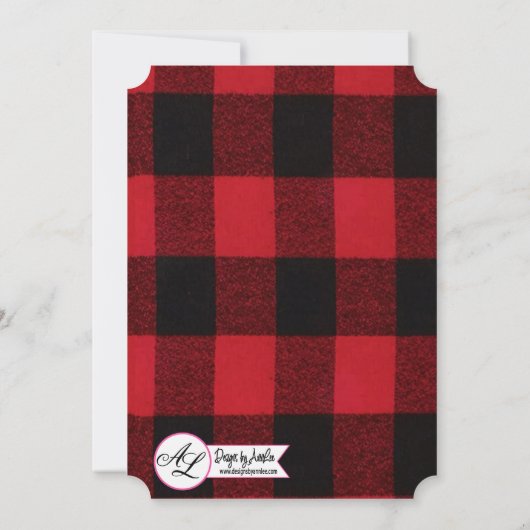 5x7結婚式招待状レッドバッファロープレイドベア 招待状 (裏面)