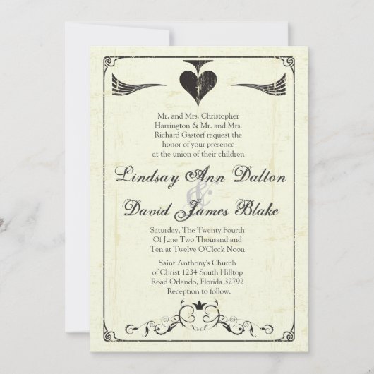 5x7結婚式招待状ヴィンテージカジノラブ 招待状 (正面)