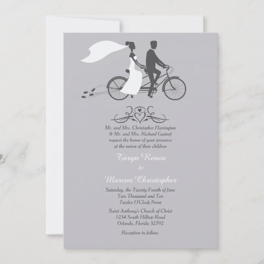 5x7結婚式招待状2台用自転車 招待状 (正面)