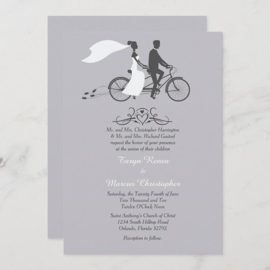 5x7結婚式招待状2台用自転車 招待状 (正面/裏面)