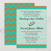 5x7結婚式招待状Chevron Brown & Seafoam 招待状 (正面/裏面)