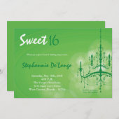 5x7緑のシャンデリアの菓子16の誕生日の招待状 招待状 (正面/裏面)