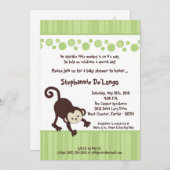 5x7緑の破裂音猿のNeutraのベビーシャワーの招待状 招待状 (正面/裏面)