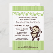 5x7緑の破裂音猿のNeutraのベビーシャワーの招待状 招待状 (正面/裏面)