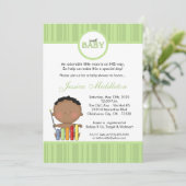 5x7緑アフリカ男の赤ちゃんベビーシャワー招待状 招待状 (スタンド正面)