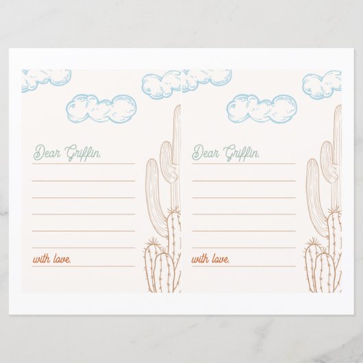 5x7編集可能Cowboy Notecards (正面)