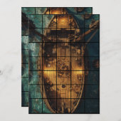 5x7船舶紙グリッドマップ 招待状 (正面/裏面)