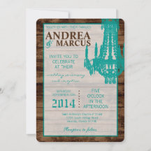 5x7西シャンデリア素朴結婚式招待状