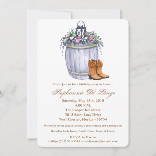 5x7誕生日招待状サマーカントリーウェディングラス 招待状 (正面)