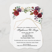 5x7誕生日招待状ホワイトローズ金ゴールド幾何学的 招待状 (正面/裏面)