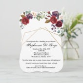 5x7誕生日招待状ホワイトローズ金ゴールド幾何学的 招待状 (スタンド正面)