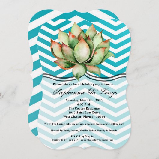 5x7誕生日招待状ボホカクティサボクレン 招待状 (正面/裏面)