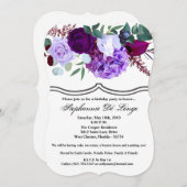 5x7誕生日招待状ラベンダーハイビスカスオンワイ 招待状 (正面/裏面)