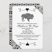 5x7誕生日招待状Boho Buffalo Tribal Patter 招待状 (正面/裏面)