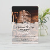 5x7誕生日招待状Cowboy Boots Barn Wood Rus 招待状 (スタンド正面)