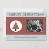 5x7赤いブルーのクリスマスツリー写真クリスマスカード シーズンカード (正面)