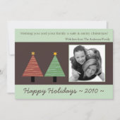 5x7赤い緑のクリスマスツリーPHOTOクリスマスカード シーズンカード (正面)