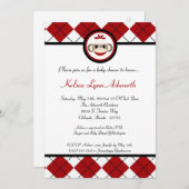 5x7赤アルグソックモンキートイベビーシャワー招待状 招待状 (正面/裏面)