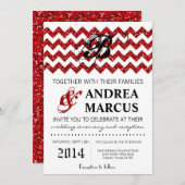 5x7赤グリッターモダンシェブロン結婚式招待状 招待状 (正面/裏面)
