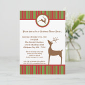 5x7赤グリーントナカイのクリスマスパーティの招待状 招待状 (スタンド正面)