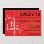 5x7赤シャンデリアスイート16誕生日招待状 招待状 (正面/裏面)