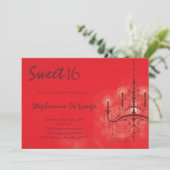 5x7赤シャンデリアスウィート16誕生日招待状 招待状 (スタンド正面)