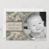 5x7軍隊ACUの迷彩柄の迷彩柄の写真の誕生の発表 案内状 (正面)